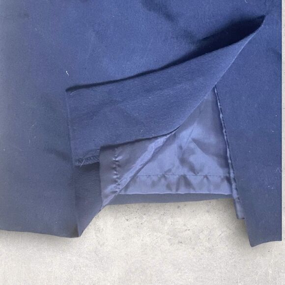 Travis Ayers | EUC Vintage Women’s 100% Silk Navy Blue Pencil Skirt Size 2P - Picture 6 of 10